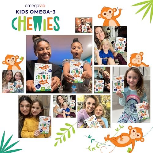 OmegaVia Omega 3 Chewies, Daily DHA Chewable Vitamins for Kids, Omega 3 for Ages 3-12 to Support Brain & Eye Health, Sugar-Free Natural Fruit Flavor, Omega 3 Fish Oil, 30 Individual Packets - görsel 15