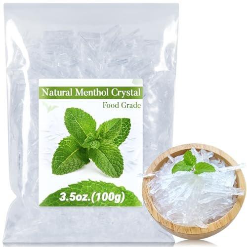 3.5oz Menthol Crystal Bulk - Food Grade Menthol Crystals Organic Mentol Cristal for Shower Steamer Aromatherapy Vapo Tablet Making Colds Restore Congestion Relief Peppermint Essential Oil Making - görsel 1