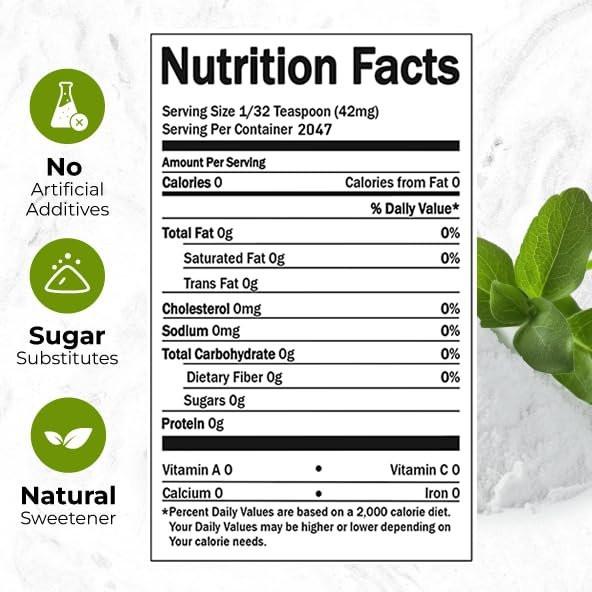 Viccoky Organic Stevia Powder 3oz (86g), Pure Stevia Extract Powder, Sugar-Free & 0 Calories, No Additives, Sugar Substitute, Natural Sweetener - görsel 6
