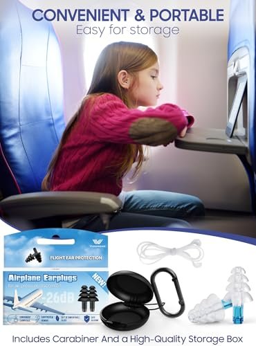 Ear Plugs for Airplane Pressure Relief, Kids 6+, Adults/Small Canal Reusable Airplane Earplugs 26dB, with Silicone Connector Cord, Travel Essentials for Flying, Ear Protection Earplugs - görsel 12