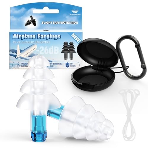 Ear Plugs for Airplane Pressure Relief, Kids 6+, Adults/Small Canal Reusable Airplane Earplugs 26dB, with Silicone Connector Cord, Travel Essentials for Flying, Ear Protection Earplugs - görsel 2