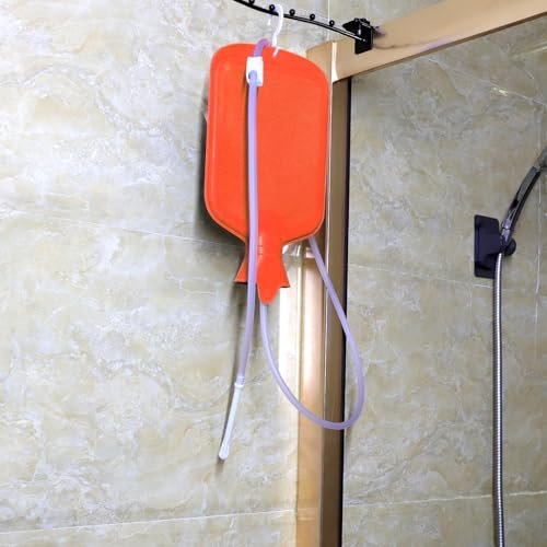 Enema Bag Kit with 5ft Hose Coffee Enemas at Home Water Shower Douche Colon Detox Cleanse Kit with Tubing, Tips, Clamp and Hook (RED, 2 L) - görsel 12