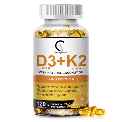 Vitamin D3 K2 Supplement with Vitamin D3 5000 IU, 200 mcg Vitamin K2 MK-7 & Natural Coconut Oil, Plant Based 2-1 Formula for Bone, Teeth, Muscle and Immune Health Support,120 Softgel Capsules - görsel 10