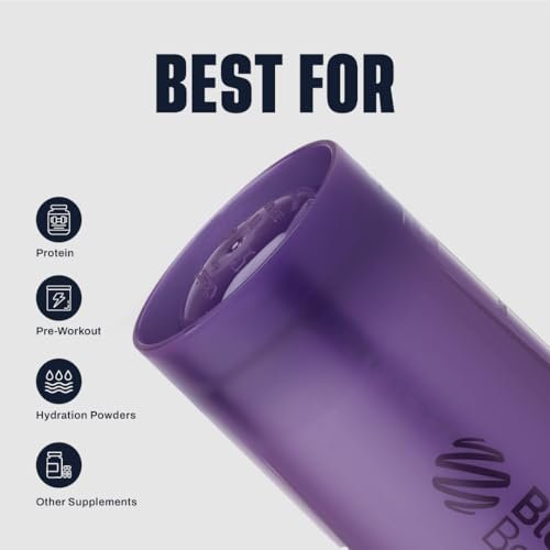 BlenderBottle Classic V2 Shaker Bottle Perfect for Protein Shakes and Pre Workout, 20-Ounce (3 Pack), Black, Tan/Blue, Purple - görsel 1
