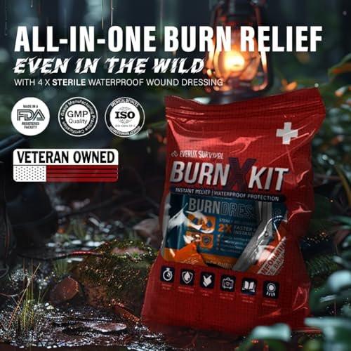 EVERLIT Burn Kit with Sterile Waterproof Wound Dressing | Hydrogel-Foam Burn Dressings, Burn Gel, Non-Stick Pads, Gauze & Shears | 30pcs First Aid Supplies for Instant Cooling, Soothing & Relief - görsel 2