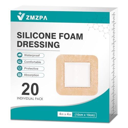 20Pcs Silicone Foam Dressing 4x4 Gentle Border, Waterproof Silicone Bandages for Wounds Care, Bed Sore Patches, Super Absorbent Wound Dressing, Self Adhesive Pressure Sore Pads - görsel 1