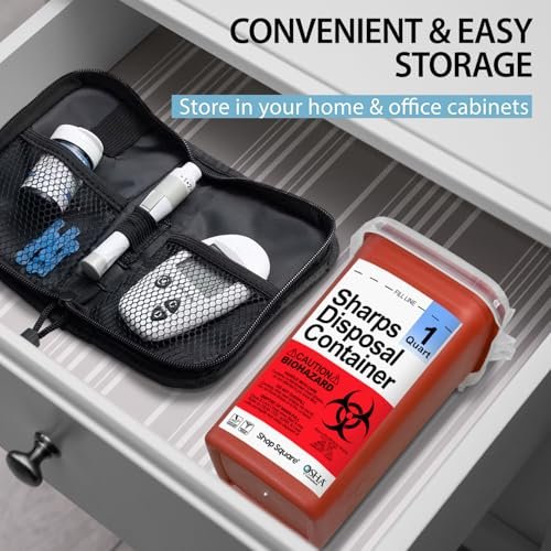 Sharps Containers for Home Use - 1 Quart (1-Pack) Biohazard Syringe and Needle Disposal Containers - Small Sharps Box for Travel and Professional Use - görsel 1