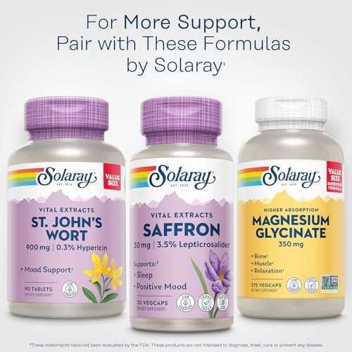 SOLARAY Saffron Extract - Sleep and Positive Mood Support - Vegan and Gluten Free Saffron Supplements - Lab Verified - 60-Day Guarantee - 30 Servings, 30 VegCaps - görsel 2
