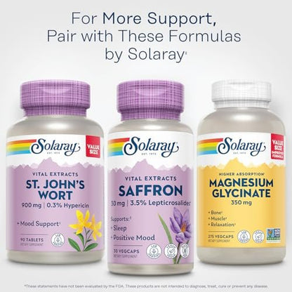SOLARAY Saffron Extract - Sleep and Positive Mood Support - Vegan and Gluten Free Saffron Supplements - Lab Verified - 60-Day Guarantee - 30 Servings, 30 VegCaps