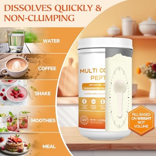 NATURE TARGET Multi-Collagen-Peptides-Powder for Joint Support, Hydrolyzed Collagen for Women Men with MSM + GC, Type I II III V X Collagen for Skin Hair & Nail, Non-GMO, 50 Servings - görsel 8