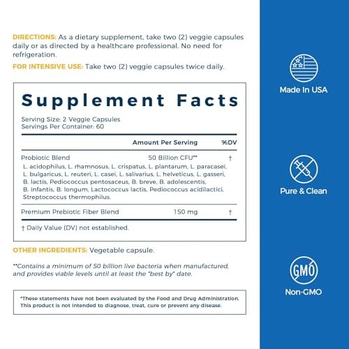 NewRhythm Probiotics 50 Billion CFU 20 Strains, 120 Veggie Capsules, Targeted Release Technology, Stomach Acid Resistant, No Need for Refrigeration, Non-GMO, No Gluten - görsel 2