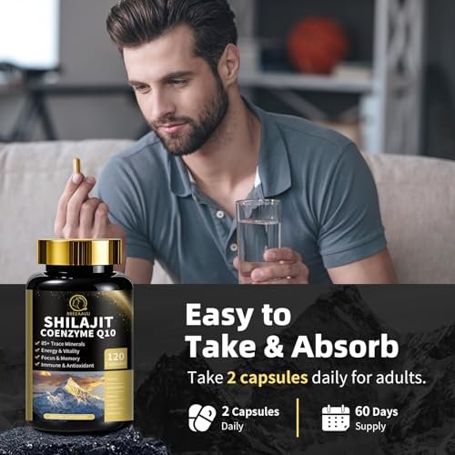 BBEEAAUU Shilajit for Men with Sea Moss & Ashwagandha, 12 in 1 Hima*Layan Shilajit Supplements Capsules with Coenzyme Q10, Fulvic Acid & Humic Acid, Lion's Mane, Support Energy & Immunity, 120 Counts - görsel 12
