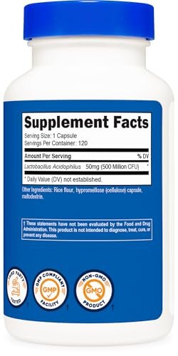 Nutricost Lactobacillus Acidophilus 500 Million CFU Per Serving (120 Capsules) - görsel 9