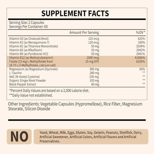 L Methylfolate 15mg Plus Methyl B12 - Methylated Vitamin B9 (5-MTHF) Supplement for Brain Health, Mood & Energy- High Absorption 12-IN-1 Methyl Folate - Third-Party Tested (120 Vegan Capsules) - görsel 12