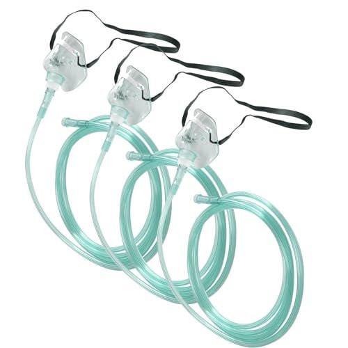 DWCHECK 3 Pack Pediatric Oxygen Mask for Face with 7 Ft Tube, Kid Oxygen Mask with Adjustable Elastic Strap, DEHP Free and Latex Free Material - Pediatric Standard S, Green - görsel 2