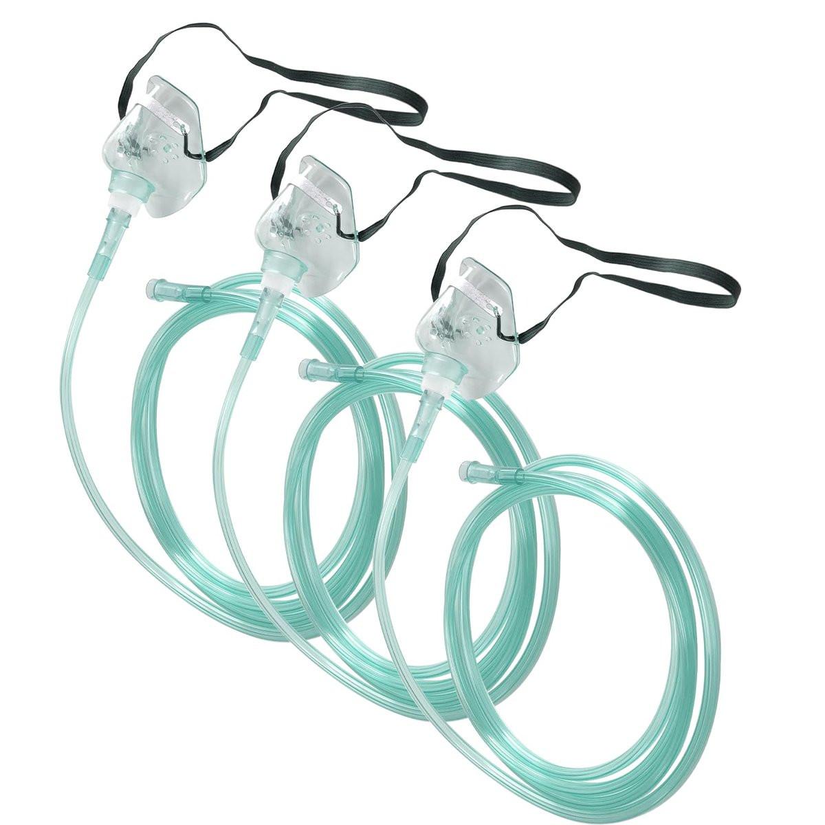 DWCHECK 3 Pack Pediatric Oxygen Mask for Face with 7 Ft Tube, Kid Oxygen Mask with Adjustable Elastic Strap, DEHP Free and Latex Free Material - Pediatric Standard S, Green - görsel 1