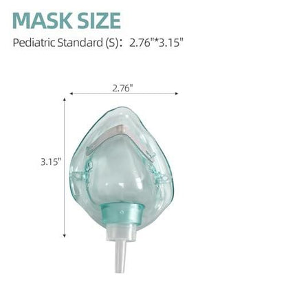DWCHECK 3 Pack Pediatric Oxygen Mask for Face with 7 Ft Tube, Kid Oxygen Mask with Adjustable Elastic Strap, DEHP Free and Latex Free Material - Pediatric Standard S, Green