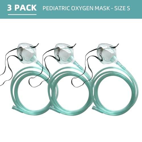 DWCHECK 3 Pack Pediatric Oxygen Mask for Face with 7 Ft Tube, Kid Oxygen Mask with Adjustable Elastic Strap, DEHP Free and Latex Free Material - Pediatric Standard S, Green - görsel 4
