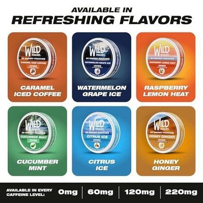 Wild 60mg Caffeine Pouches Nicotine Free Caramel Coffee - 20 x Energy Pouches - Caffeine Pouch