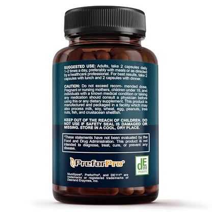 Premium 4-in-1 Probiotic Prebiotic, Postbiotic & Digestive Enzymes for Men & Women – Supports Gut, Digestion & Immunity – Complete Gut Health with Pre, Post, Probiotics & Digestive Enzymes – 60 Capsules