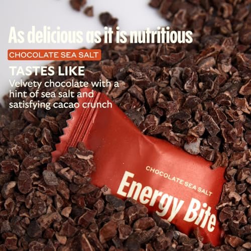GEM Energy Caffeinated Chocolate Bite | Holistic Sustained Energy | Supports Metabolism, Stamina & Endurance | 40mg Caffeine, Ginseng Root, L-Theanine | Chocolate Cacao Sea Salt | 7 Servings