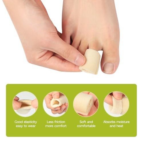 Bukihome Cuttable Toe Tubes Sleeves - Foam Toe Protectors for Corns, Calluses, Blisters - Fabric & Breathable Gel Lining Toe Sleeve Protectors Relief Toe Pressure Pain - 6 Count, White - görsel 9