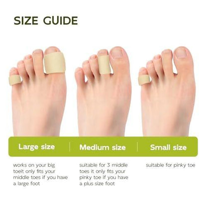 Bukihome Cuttable Toe Tubes Sleeves - Foam Toe Protectors for Corns, Calluses, Blisters - Fabric & Breathable Gel Lining Toe Sleeve Protectors Relief Toe Pressure Pain - 6 Count, White