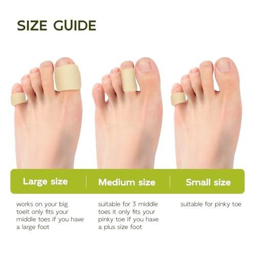 Bukihome Cuttable Toe Tubes Sleeves - Foam Toe Protectors for Corns, Calluses, Blisters - Fabric & Breathable Gel Lining Toe Sleeve Protectors Relief Toe Pressure Pain - 6 Count, White - görsel 2
