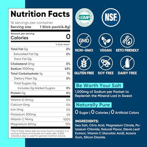 Venture Pal High Sodium Sugar-Free Electrolyte Powder Packets - Hydration Packets with Sodium, Potassium & Magnesium | Zero Calories | Vegan, Keto, and Paleo Friendly | 30 Sticks - görsel 13