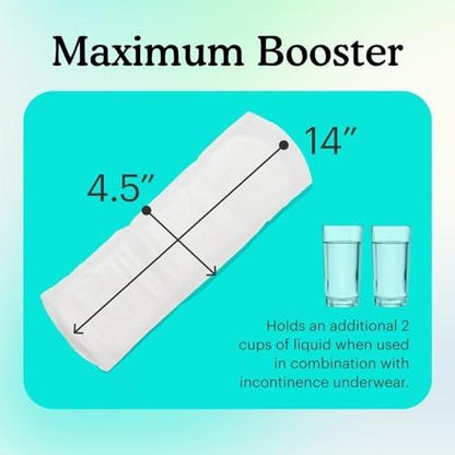 Because Maximum Incontinence Booster Pads, Adult Diaper Doubler Adds 2 Cups of Extra Absorbency, Discreet, Soft Leak Protection for Men & Women, Fits Inside Disposable Underwear, 20 Count