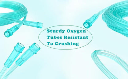 Oxygen Tubing, 16.4 ft, 2 Pack, Green, Crush Resistant with Connectors