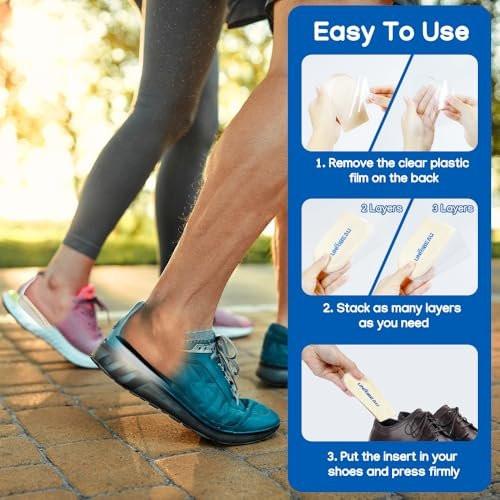 Unribeau 3 Layers Adjustable Supination & Pronation Correction Heel Insoles, Self-Adhesive Medial & Lateral Heel Wedge Inserts for Foot Alignment, Knee Pain, Bow Legs (Black, L: W: 7.5-12 / M: 7-11) - görsel 5