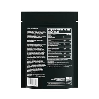 Hydrofy Hydrogen Water + Electrolytes Drink Mix - Variety Pack | H2 Hydration Packets with Molecular Hydrogen, Sodium, Potassium, Magnesium | Lemon Lime, Raspberry, Orange + Caffeine | 12 Count