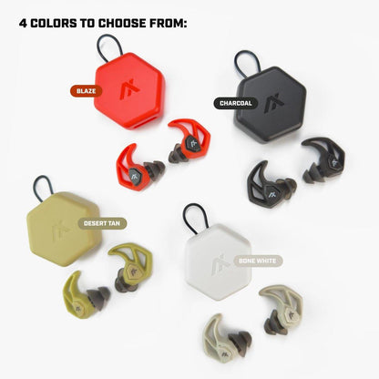 AXIL X30i Noise Reduction Ear Plugs - Desert Tan - Hear-Through Mode Hearing Protection for Concerts, Live Events, Shooting, Sports - 25dB Reusable Foam and Silicone Eartips with Carrying Case