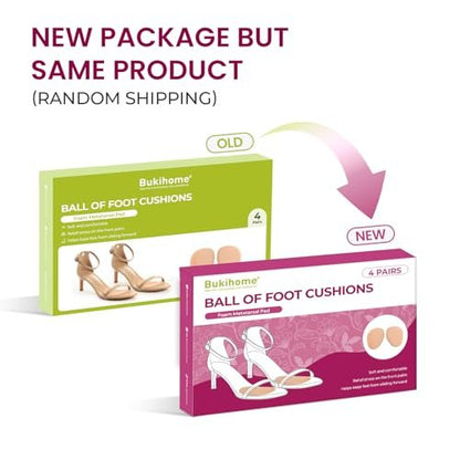 Ball of Foot Cushion Pads for Women - Bukihome 4-Pair Metatarsal Pads Prevent and Alleviate Ball-of-Foot Pain, Non-Slip Prevent Sliding Forward Forefoot Cushions for High Heels, Sandals (Khaki)