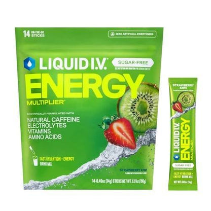 Liquid I.V.® Hydration Multiplier Sugar-Free + Energy - Blackberry Lemonade | Electrolyte Powder Drink Mix | 1 Pack (14 Servings)