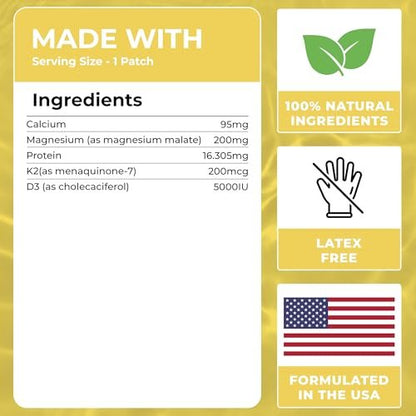 MONIER Magnesium Patches (Pack of 60) - 100% Natural Patch for Women and Men - with Calcium - Muscle and Bone Support, Calming - Enhanced Formula