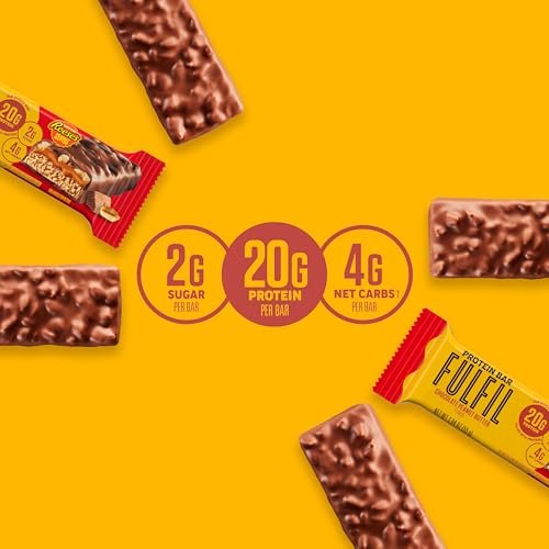 FULFIL Chocolate Peanut Butter Flavored Protein Bar Made with REESE's Peanut Butter, Gluten Free with 20g Protein, Pantry Staples, 12 Count - görsel 8
