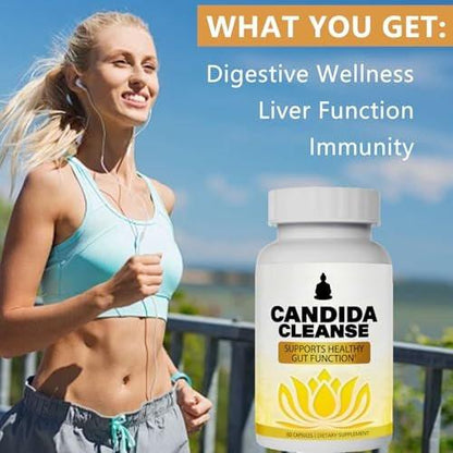 Candida Cleanse - Gut & Colon Support, Natural Herbal Formula, Include Oregano Leaf, Wormwood, Black Walnut, Caprylic Acid - 60 Capsules (2 Pack)
