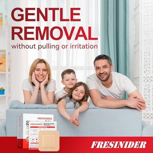 FRESINIDER Silicone Foam Dressing with Adhesive Border, 20 Pack, 2" x 2" Small Foam Wound Dressings, Gentle Silicone Adhesion, Breathable & Comfortable, for Minor Cuts, Burns & Post-Surgical Care - görsel 15