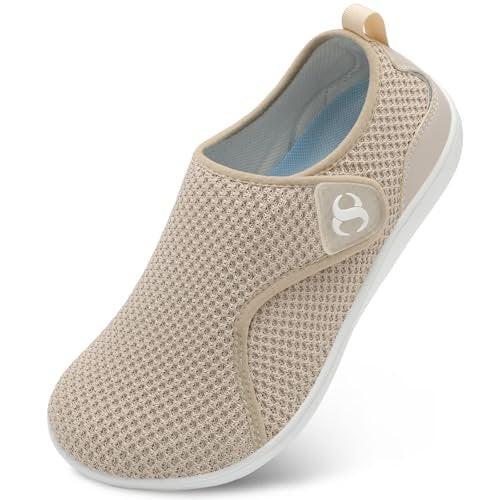 Comfortable Brown Women's Shoes Extra Wide Non Slip Diabetic Shoes Adjustable Neuropathy Bunion Arthritis Shoe Casual Knitted Flat Shoes Size 8.5 - görsel 5