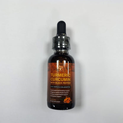 (2 Pack) Organic Turmeric Curcumin Supplement with Black Pepper and Ginger - Liquid Turmeric Extract Drops (with Cinnamon, Rosemary) - Mobility and Flexibility Support and Digestive Health - 1 Fl Oz