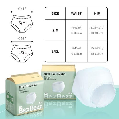 Disposable Period Underwear for Women S/M, 360° Leak Proof Period Panties for Heavy Flow, Overnight Postpartum and Incontinence, Odor Control, Breathable, Comfortable & Secure, 6 Count