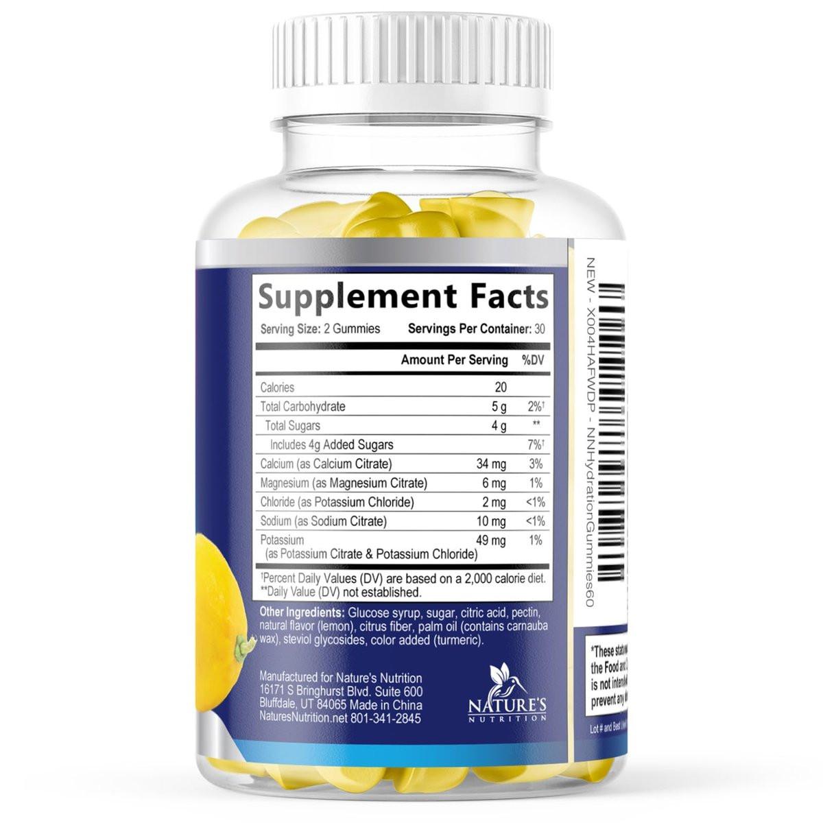 Hydration Electrolyte Gummies - Daily Liquid Replenisher Gummy - Electrolyte Multiplier with Minerals, Potassium & Real Salt - Vegan, Non-GMO - Tasty Lemon Flavor Hydration Electrolytes - 60 Gummies - görsel 18