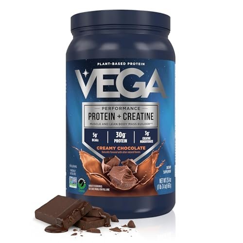 Vega Protein + Creatine – 30g Plant Based Protein Powder + 3g Creatine So You Bounce Back Faster – Low Carb Plant Protein Powder, Post Workout Vegan Shake – Chocolate, 13 Servings, 1.46 lb (Pack of 1) - görsel 11