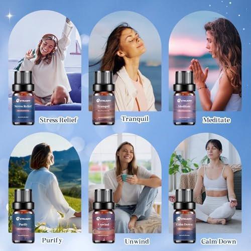 Relax Essential Oils Set, Diffuser Oil for Home, Humidifiers, Candle Making, Aromatherapy - Stress Relief, Calm Down, Tranquil, Meditate, Unwind, Purify, 6x10ml - görsel 11