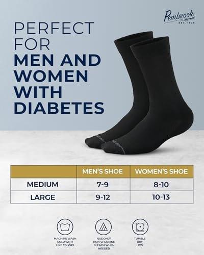 Pembrook Diabetic Socks for Men - 6 Pairs Crew Men's Black Diabetic Socks Size 10-13 for Neuropathy, Edema - görsel 6