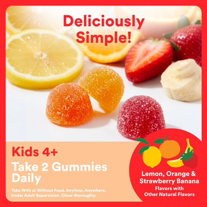 SmartyPants Kids Multivitamin Gummies, Omega 3 (DHA/EPA), Vitamins D3, C, B12, B6, Vitamin A, K & Zinc, Gluten Free, Three Fruit Flavors, 80 Count (40 Day Supply)
