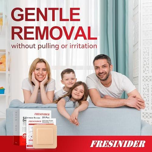 FRESINIDER Silicone Foam Dressing with – Pack of 20: Each box contains 20 individually wrapped sterile dressings, – Image 14