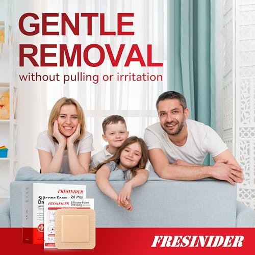 FRESINIDER Silicone Foam Dressing with – Adhesive Border: The surrounding adhesive border is gentle on skin but – Image 2